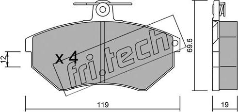 Fri.Tech. 052.2 - Тормозные колодки, дисковые, комплект www.parts5.com