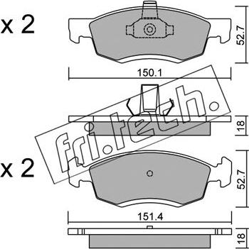 Fri.Tech. 818.0 - Komplet zavornih oblog, ploscne (kolutne) zavore www.parts5.com