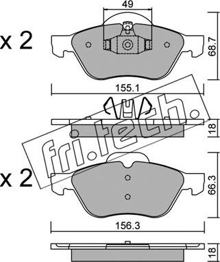 Fri.Tech. 344.1 - Тормозные колодки, дисковые, комплект www.parts5.com