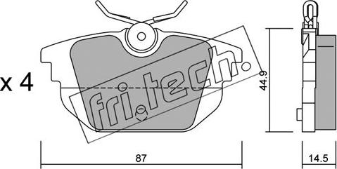 Fri.Tech. 308.0 - Тормозные колодки, дисковые, комплект www.parts5.com