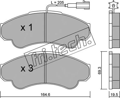 Fri.Tech. 335.0 - Тормозные колодки, дисковые, комплект www.parts5.com