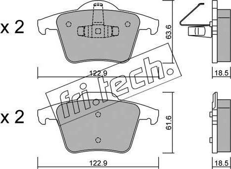 Fri.Tech. 704.0 - Тормозные колодки, дисковые, комплект www.parts5.com