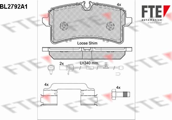 FTE 9010985 - Тормозные колодки, дисковые, комплект www.parts5.com