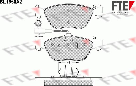 FTE BL1658A2 - Fékbetétkészlet, tárcsafék parts5.com