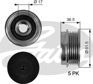 Gates OAP7041 - Pulley, alternator, freewheel clutch parts5.com