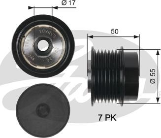 Gates OAP7017 - Pulley, alternator, freewheel clutch www.parts5.com