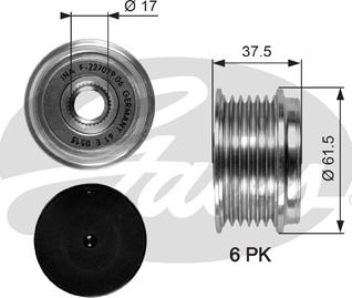 Gates OAP7075 - Hihnapyörä, laturi www.parts5.com