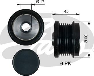 Gates OAP7155 - Řemenice, generátor www.parts5.com