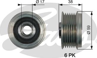 Gates OAP7168 - Pulley, alternator, freewheel clutch www.parts5.com