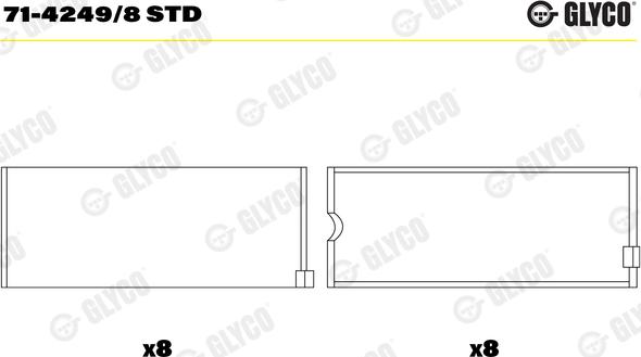 Glyco 71-4249/8 STD - Big End Bearings www.parts5.com