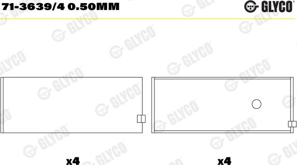 Glyco 71-3639/4 0.50mm - Big End Bearings www.parts5.com