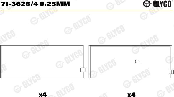 Glyco 71-3626/4 0.25mm - Big End Bearings www.parts5.com