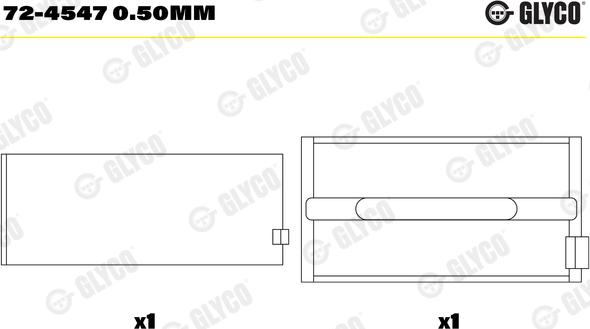 Glyco 72-4547 0.50mm - Main Bearings, crankshaft www.parts5.com