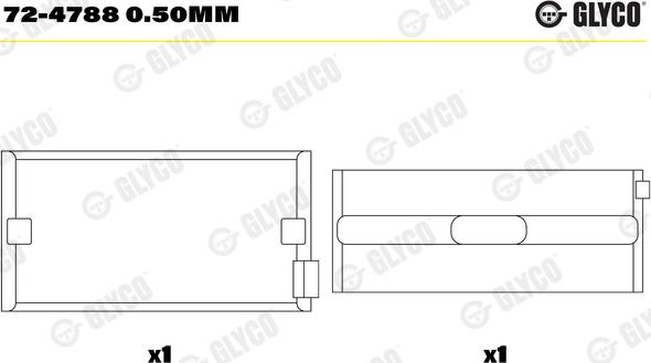 Glyco 72-4788 0.50mm - Main Bearings, crankshaft www.parts5.com