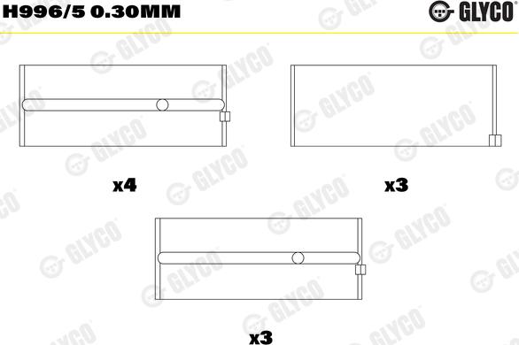 Glyco H996/5 0.30mm - Main Bearings, crankshaft parts5.com