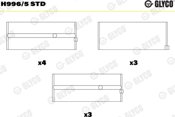 Glyco H996/5 STD - Main Bearings, crankshaft parts5.com