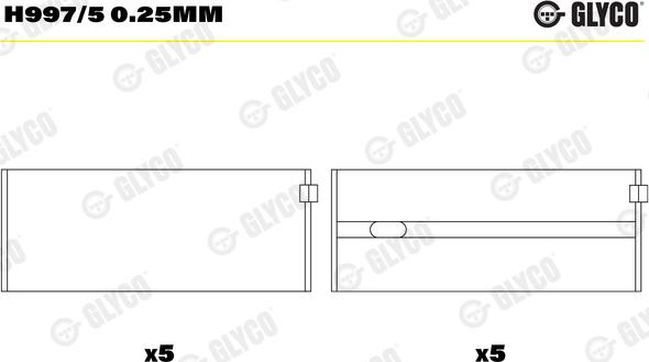 Glyco H997/5 0.25mm - Подшипник коленвала www.parts5.com