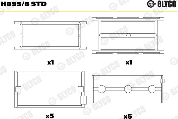 Glyco H095/6 STD - Main Bearings, crankshaft www.parts5.com