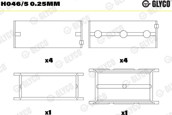 Glyco H046/5 0.25mm - Κουζινέτα στροφαλοφόρου άξονα www.parts5.com