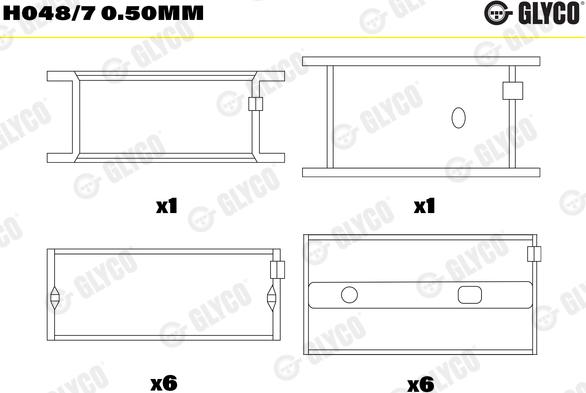 Glyco H048/7 0.50mm - Main Bearings, crankshaft www.parts5.com