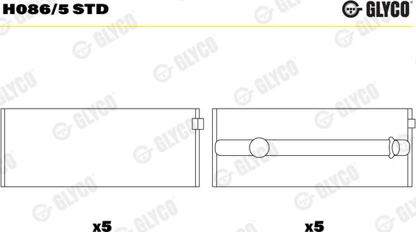 Glyco H086/5 STD - Main Bearings, crankshaft www.parts5.com