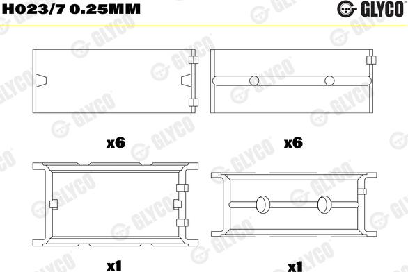 Glyco H023/7 0.25mm - Hlavní ložiska klikového hřídele www.parts5.com