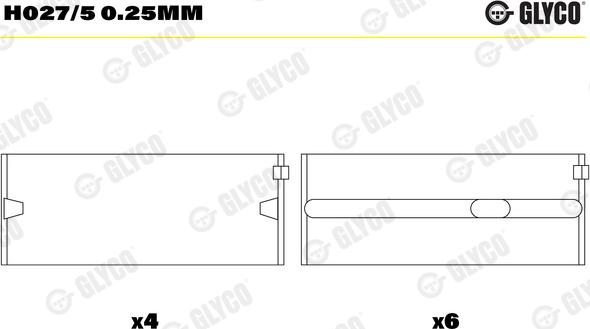 Glyco H027/5 0.25mm - Подшипник коленвала www.parts5.com