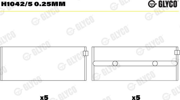 Glyco H1042/5 0.25mm - Κουζινέτα στροφαλοφόρου άξονα www.parts5.com