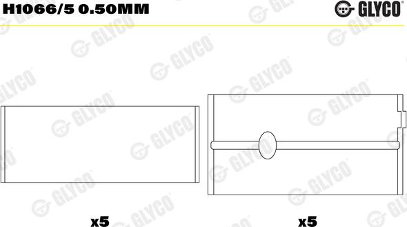 Glyco H1066/5 0.50mm - Main Bearings, crankshaft parts5.com