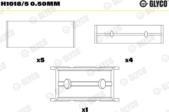 Glyco H1018/5 0.50mm - Main Bearings, crankshaft www.parts5.com