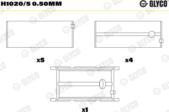 Glyco H1020/5 0.50mm - Cuzineti, arbore cotit www.parts5.com