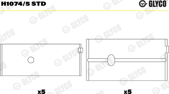 Glyco H1074/5 STD - Main Bearings, crankshaft www.parts5.com