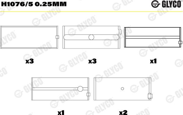 Glyco H1076/5 0.25mm - Main Bearings, crankshaft www.parts5.com