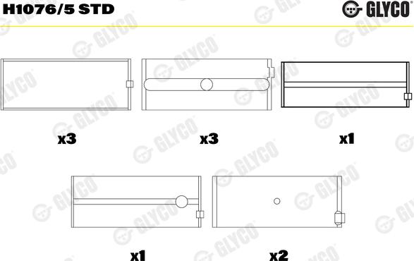 Glyco H1076/5 STD - Main Bearings, crankshaft www.parts5.com