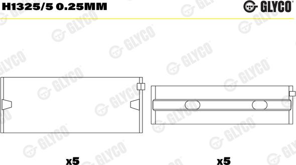 Glyco H1325/5 0.25mm - Tuleja łożyska wału korbowego www.parts5.com