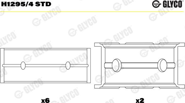 Glyco H1295/4 STD - Main Bearings, crankshaft parts5.com