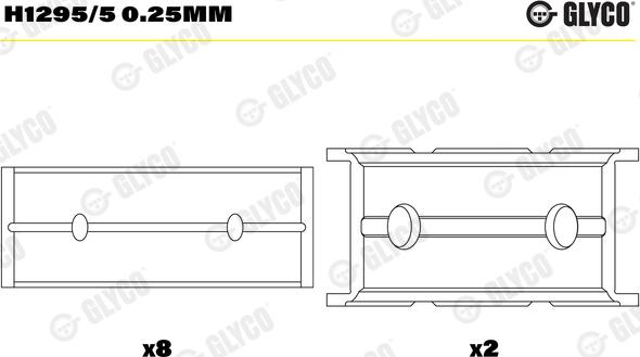 Glyco H1295/5 0.25MM - Main Bearings, crankshaft www.parts5.com