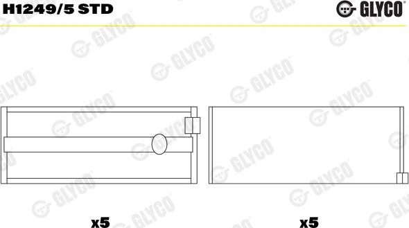 Glyco H1249/5 STD - Main Bearings, crankshaft parts5.com