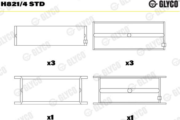 Glyco H821/4 STD - Main Bearings, crankshaft www.parts5.com