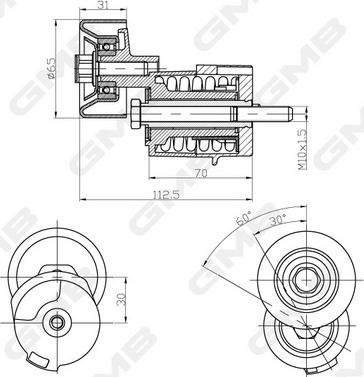 GMB GAT10010 - Belt Tensioner, v-ribbed belt www.parts5.com