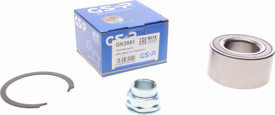 GSP GK3581 - Wheel hub, bearing Kit www.parts5.com