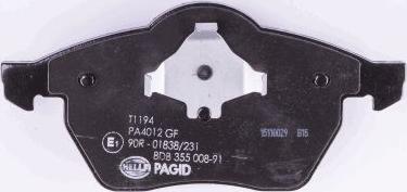 HELLA 8DB 355 008-911 - Set placute frana,frana disc www.parts5.com