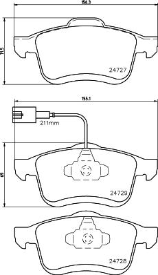 HELLA 8DB 355 014-241 - Тормозные колодки, дисковые, комплект www.parts5.com