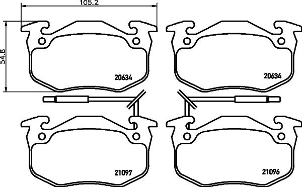 HELLA 8DB 355 018-941 - Комплект спирачно феродо, дискови спирачки www.parts5.com