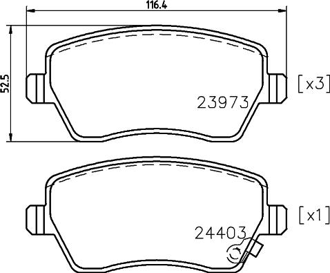 HELLA 8DB 355 012-301 - Brake Pad Set, disc brake www.parts5.com