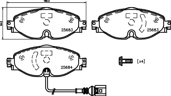 HELLA 8DB 355 020-191 - Fren balata seti, diskli fren www.parts5.com