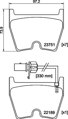 HELLA 8DB 355 023-081 - Set placute frana,frana disc www.parts5.com