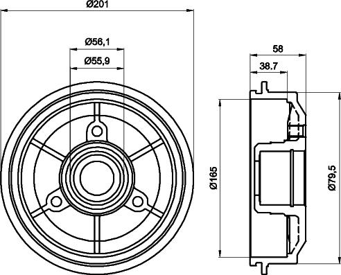 HELLA 8DT 355 300-051 - Тормозной барабан www.parts5.com