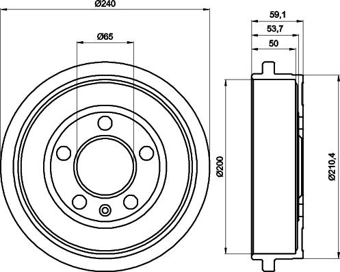 HELLA 8DT 355 300-371 - Tambur frana www.parts5.com