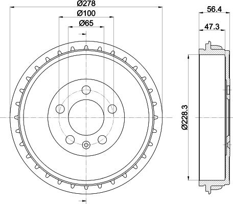 HELLA 8DT 355 303-251 - Bremstrommel www.parts5.com